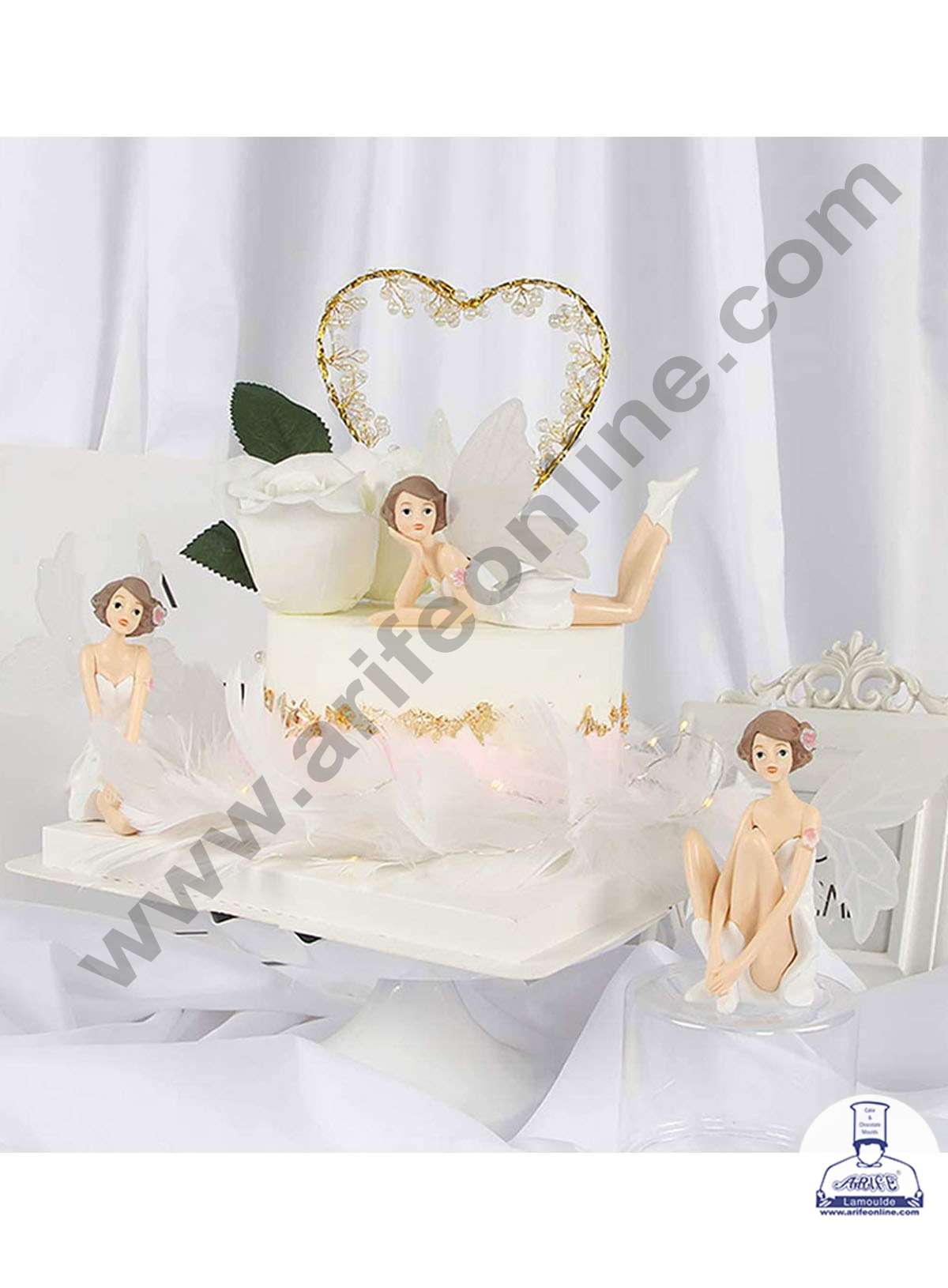 CAKE DECOR™ 3 Pieces Fairy With Wings Plastic Toys for Cake Toppers
