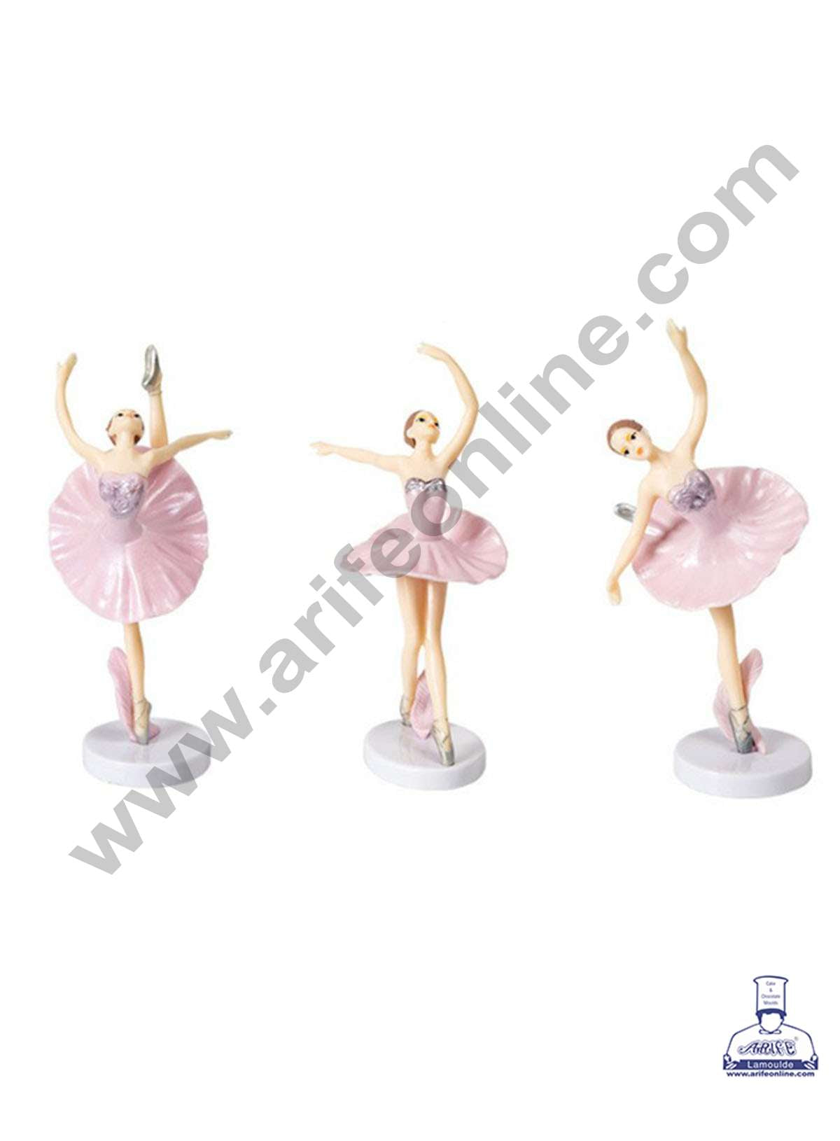 CAKE DECOR™ 3 Pieces Pink Dancing Ballerina Girl Toys for Cake Toppers SBTO-030