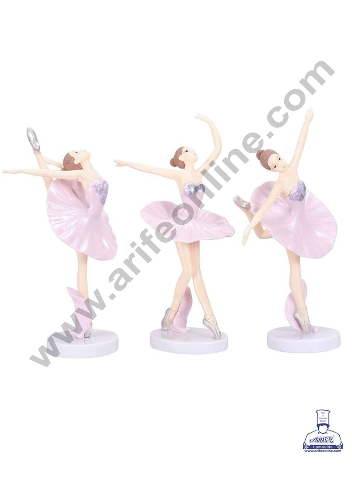 CAKE DECOR™ 3 Pieces Pink Dancing Ballerina Girl Toys for Cake Toppers SBTO-030