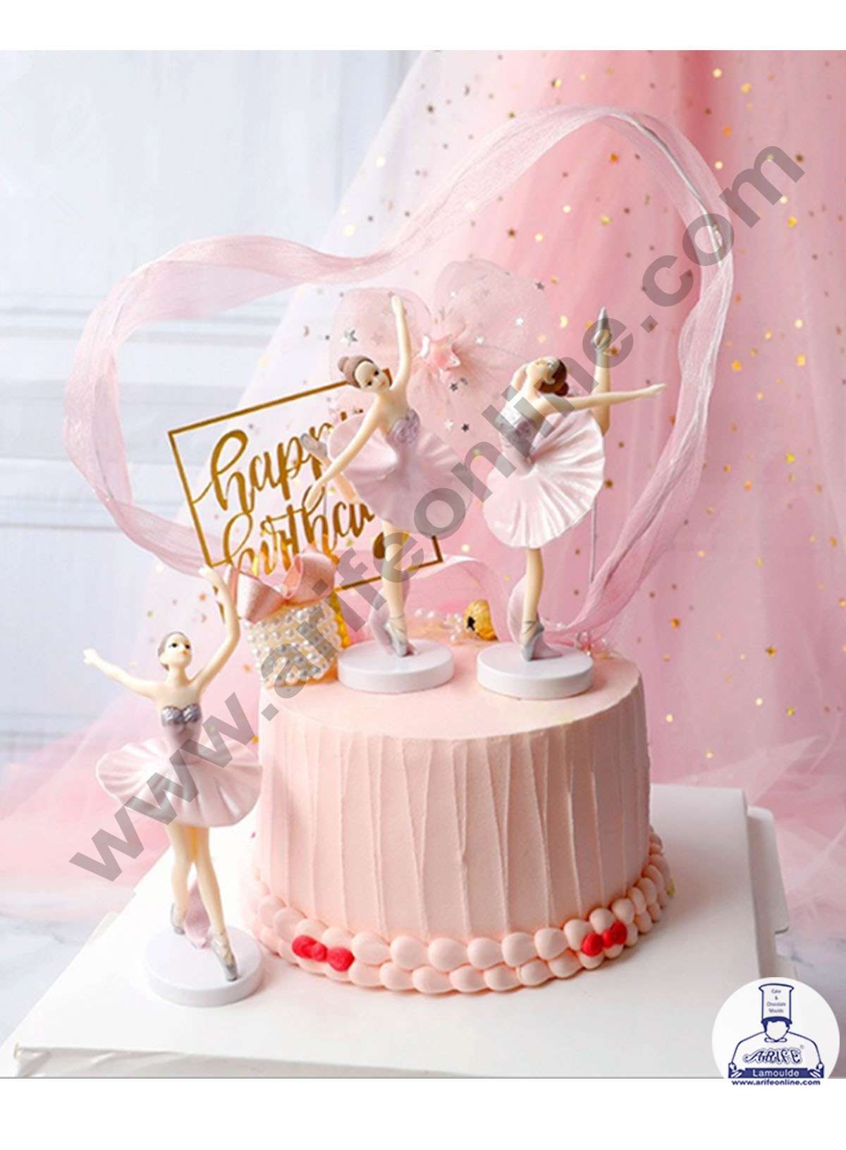 CAKE DECOR™ 3 Pieces Pink Dancing Ballerina Girl Toys for Cake Toppers SBTO-030