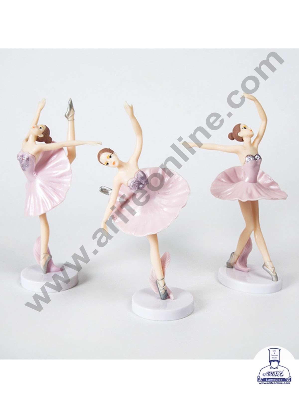 CAKE DECOR™ 3 Pieces Pink Dancing Ballerina Girl Toys for Cake Toppers SBTO-030