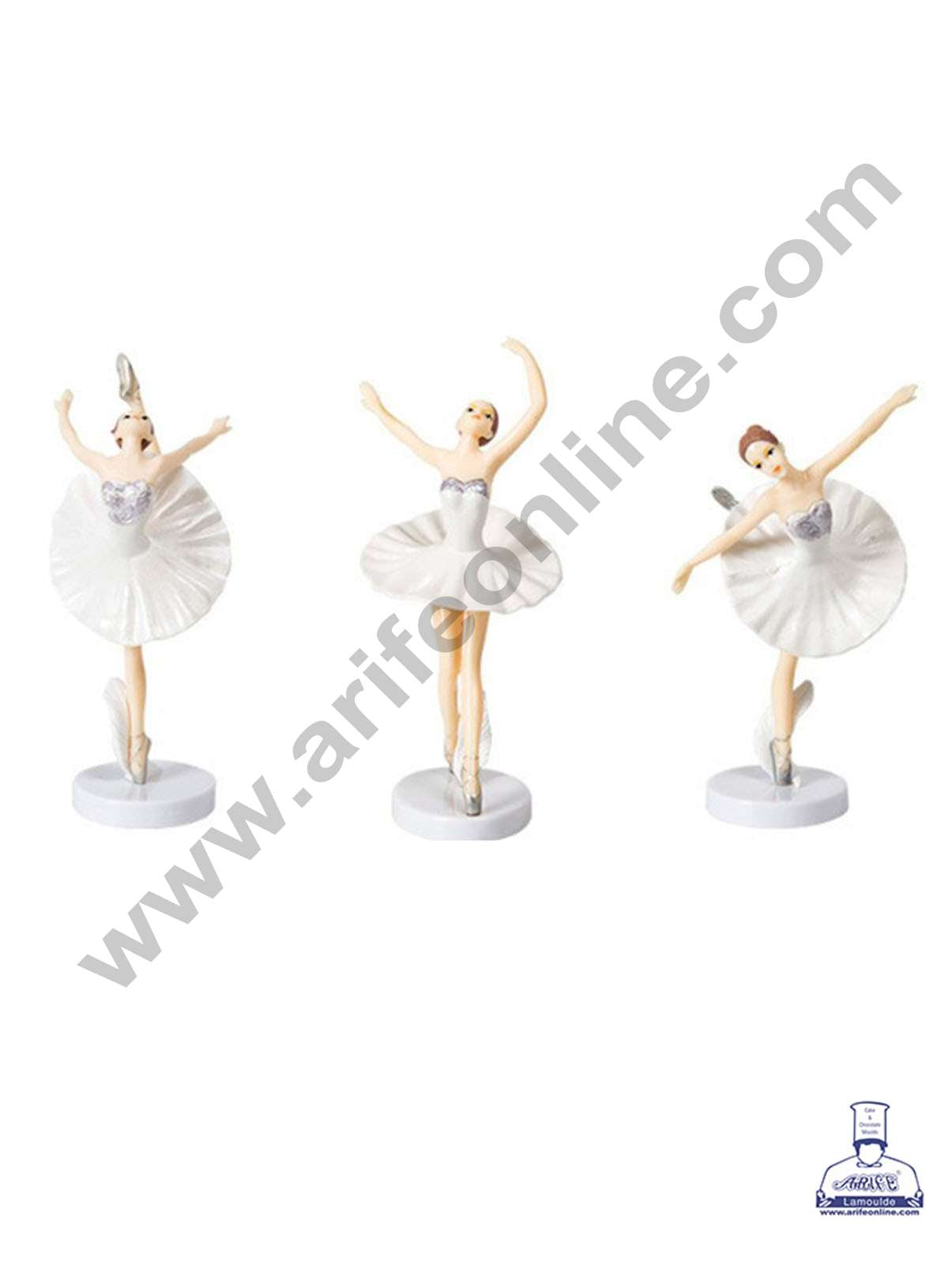 CAKE DECOR™ 3 Pieces White Dancing Ballerina Girl Toys for Cake Toppers SBTO-031