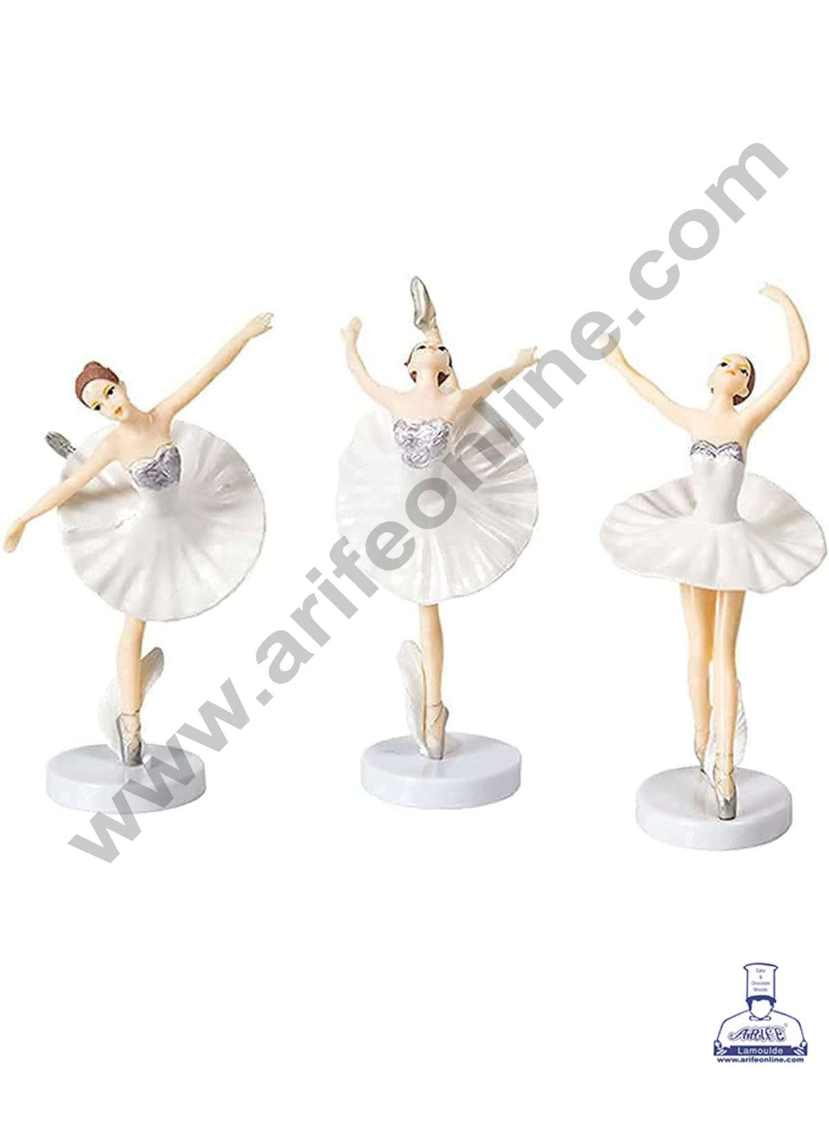 CAKE DECOR™ 3 Pieces White Dancing Ballerina Girl Toys for Cake Toppers SBTO-031