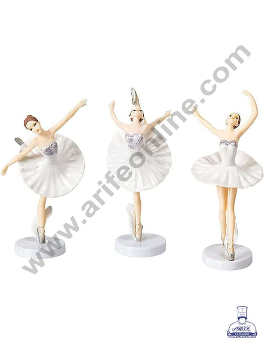 CAKE DECOR™ 3 Pieces White Dancing Ballerina Girl Toys for Cake Toppers SBTO-031