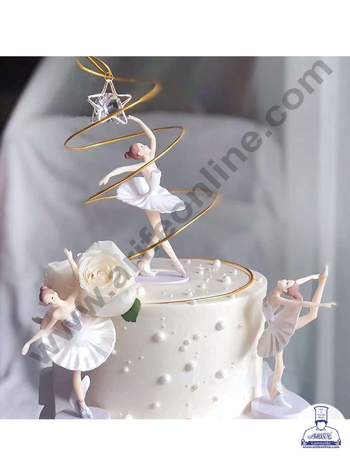 CAKE DECOR™ 3 Pieces White Dancing Ballerina Girl Toys for Cake Toppers SBTO-031