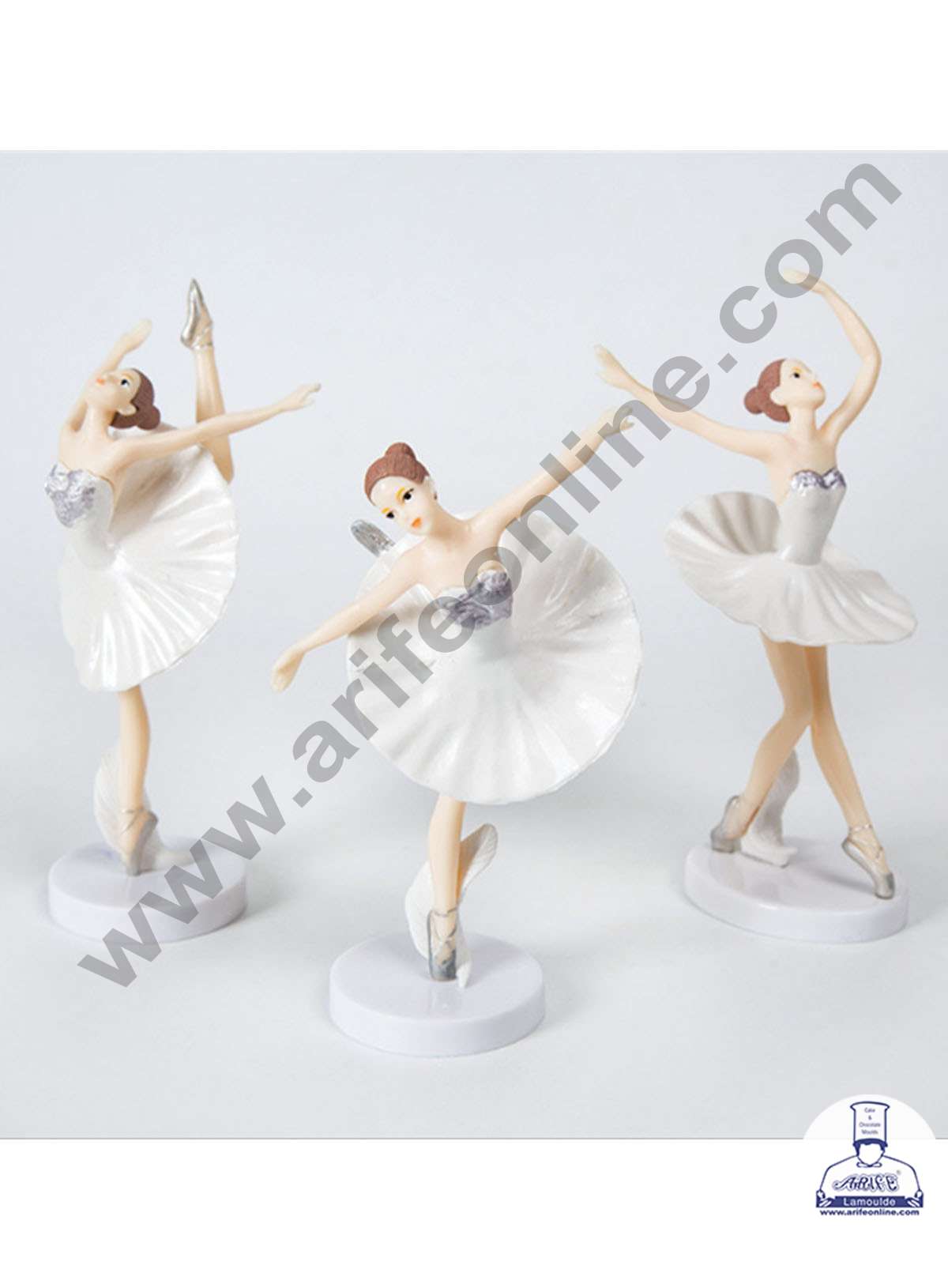 CAKE DECOR™ 3 Pieces White Dancing Ballerina Girl Toys for Cake Toppers SBTO-031