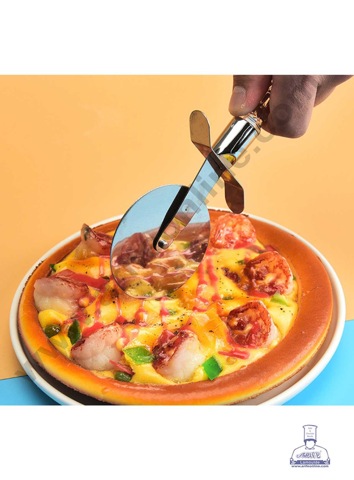 CAKE DECOR™ 3 pcs Set Multi-purpose Pizza Roller Knife Cake Knife Cake Shovel Acrylic Handle with Stainless Steel Blade Baking Supplies (SBS-232)