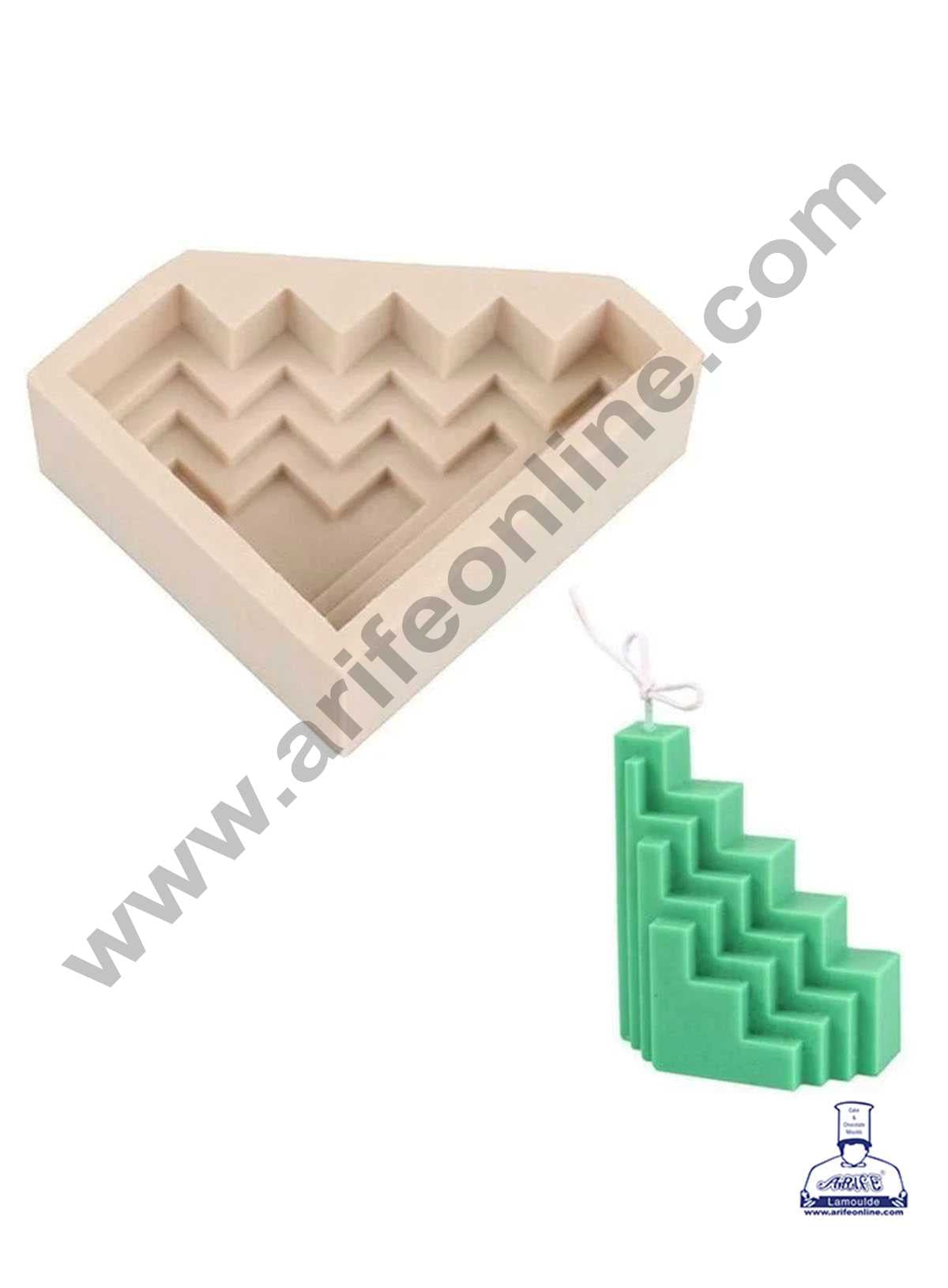 CAKE DECOR™ 3D Silicon 1 Cavity Geometric Staircase Abstract Shape Silicon Candle Moulds SBSP-DYF6264