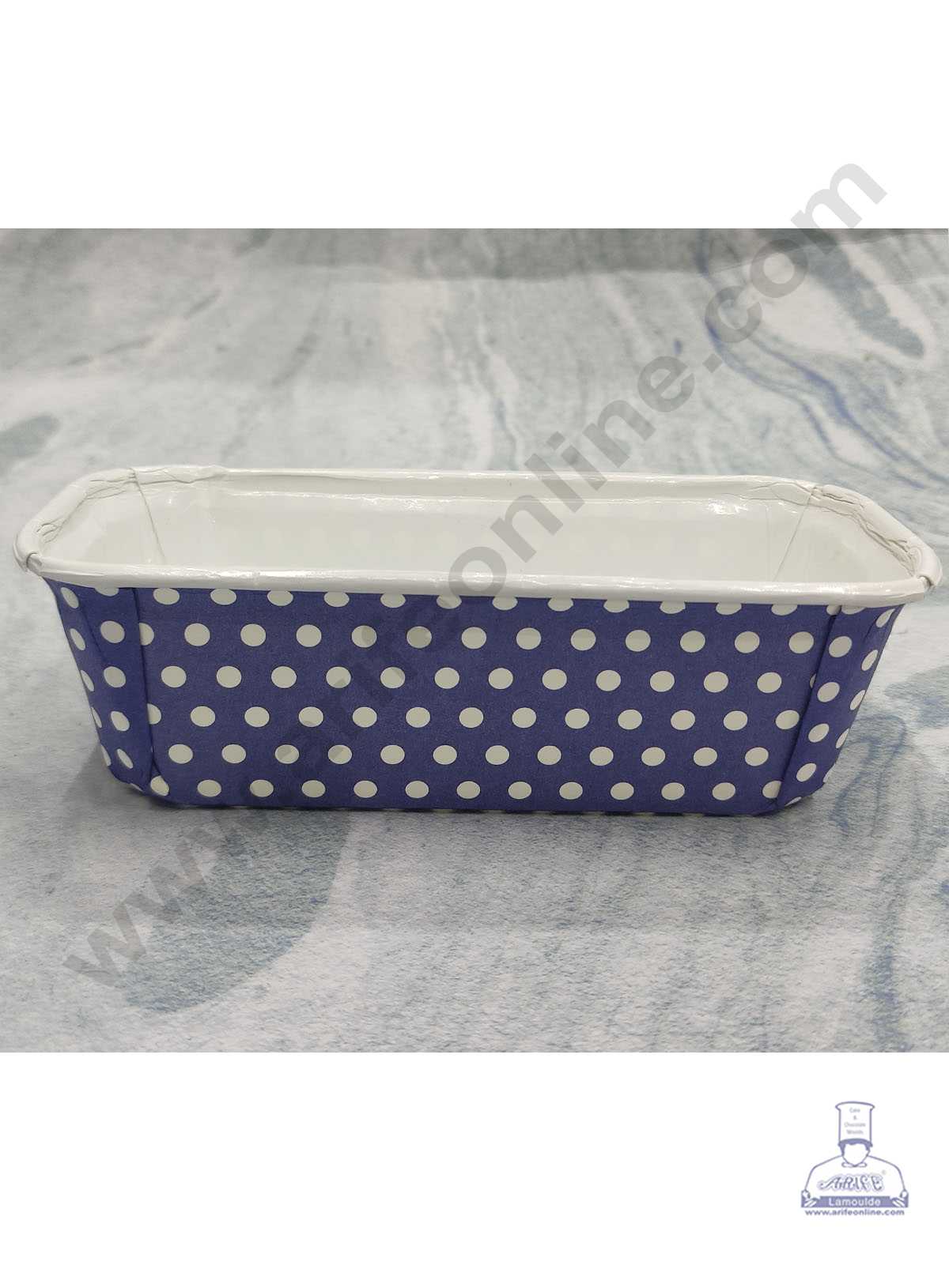 CAKE DECOR™ Bake & Serve Paper Baking Mould - Dark Blue Polka Dot Plum Cake Mould 10 Pcs