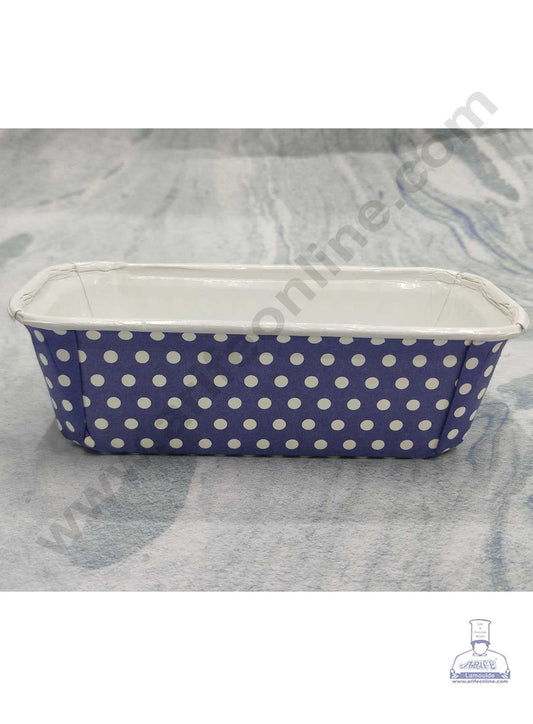 CAKE DECOR™ Bake & Serve Paper Baking Mould - Dark Blue Polka Dot Plum Cake Mould 10 Pcs