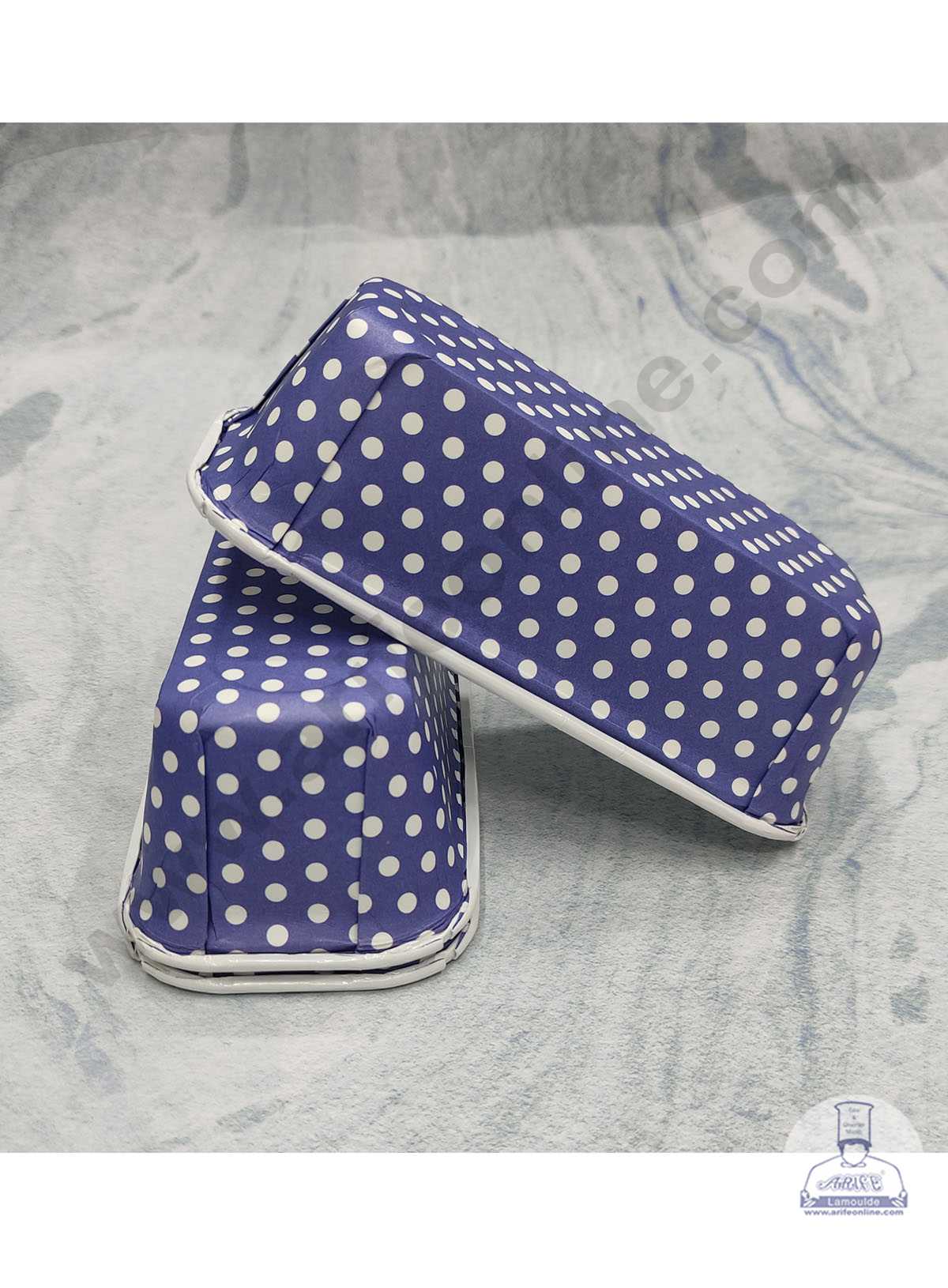 CAKE DECOR™ Bake & Serve Paper Baking Mould - Dark Blue Polka Dot Plum Cake Mould 10 Pcs