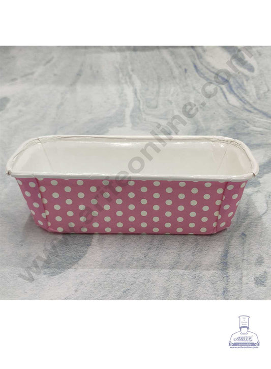 CAKE DECOR™ Bake & Serve Paper Baking Mould - Light Pink Polka Dot Plum Cake Mould (10 Pcs Pack)