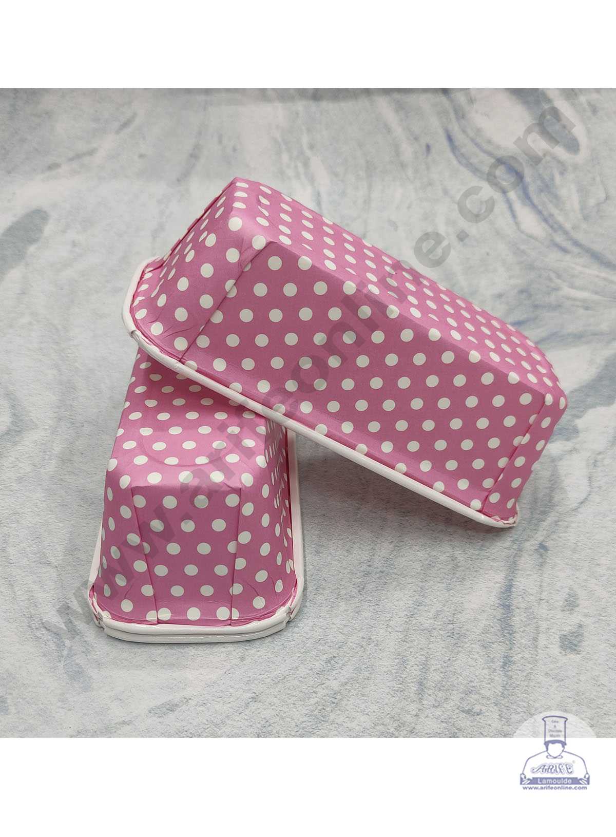 CAKE DECOR™ Bake & Serve Paper Baking Mould - Light Pink Polka Dot Plum Cake Mould (10 Pcs Pack)