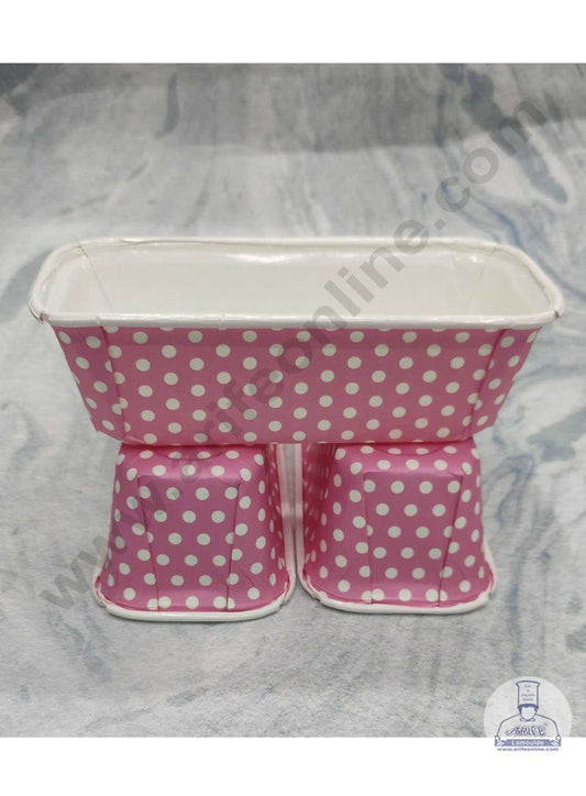 CAKE DECOR™ Bake & Serve Paper Baking Mould - Light Pink Polka Dot Plum Cake Mould (10 Pcs Pack)