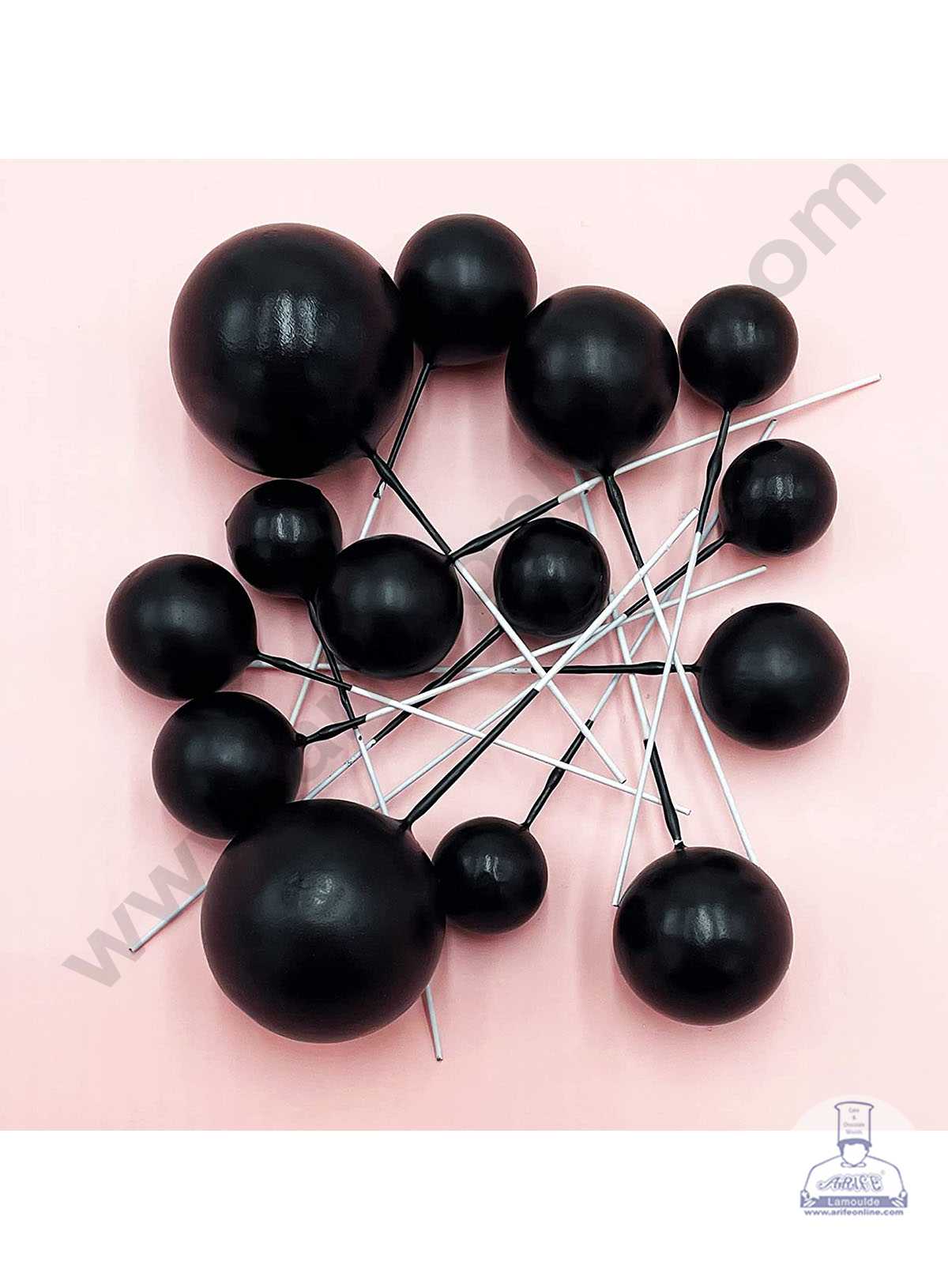 CAKE DECOR™ Black Faux Balls Topper For Cake and Cupcake Decoration - 20 pcs Pack (SB-BlackBall-20)