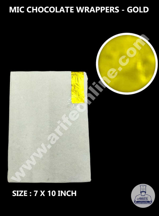 CAKE DECOR™ MIC Aluminum Foil Chocolate Wrapper - Gold (7x10 Inch)