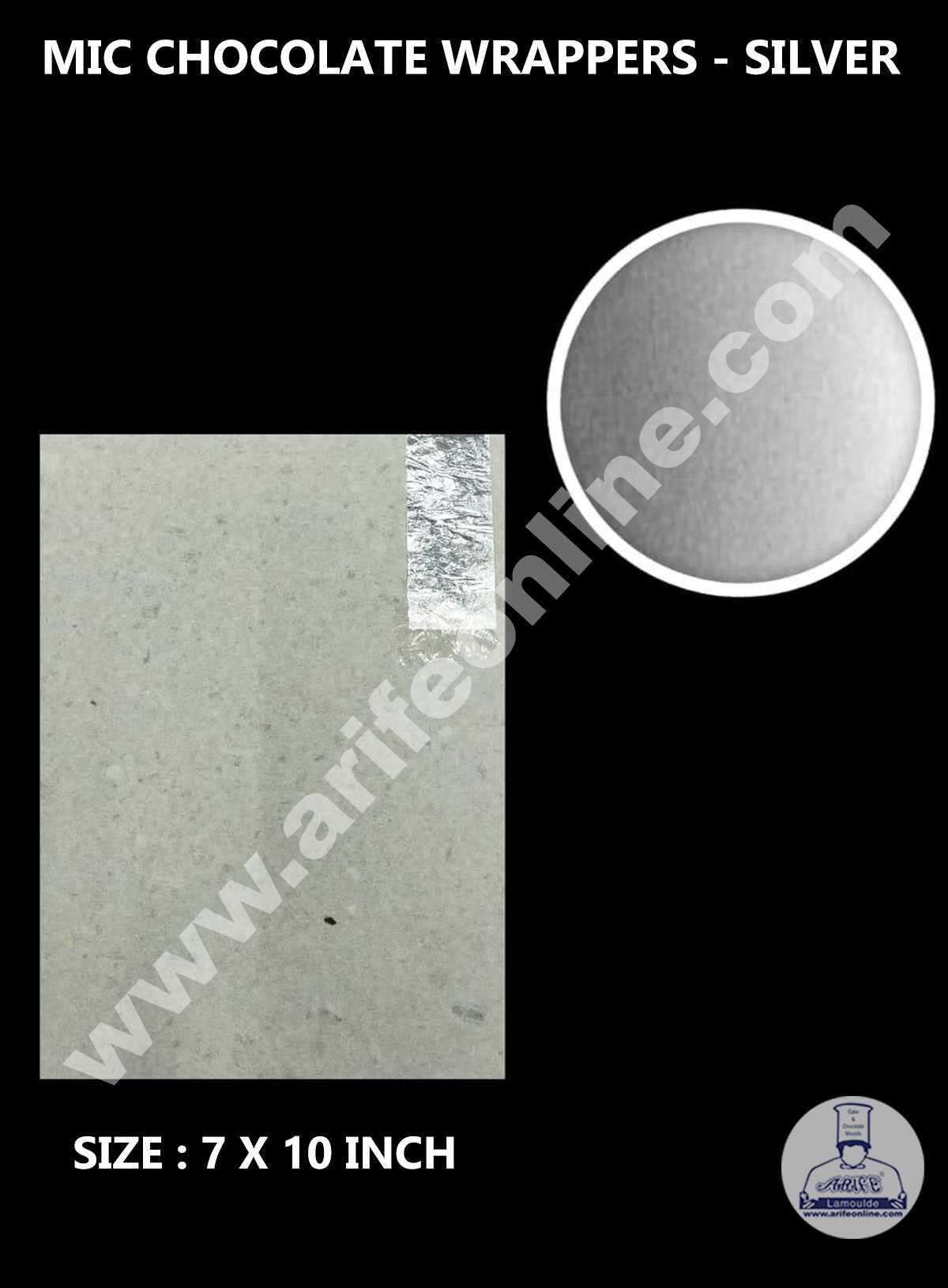 CAKE DECOR™ MIC Aluminum Foil Chocolate Wrapper - Silver (7x10 Inch)