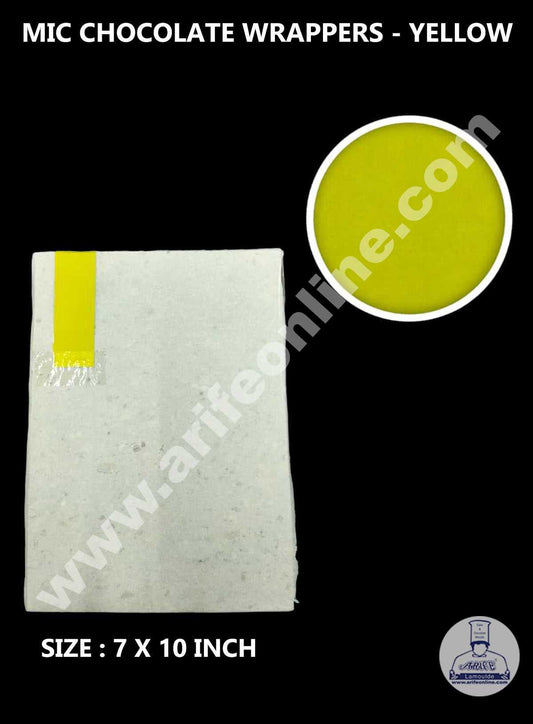 CAKE DECOR™ MIC Aluminum Foil Chocolate Wrapper - Yellow (7x10 Inch)