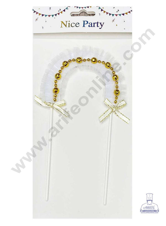 CAKE DECOR™ Net Arch with Beeds Cake Topper - Golden (SB-Topper-302-Gold)