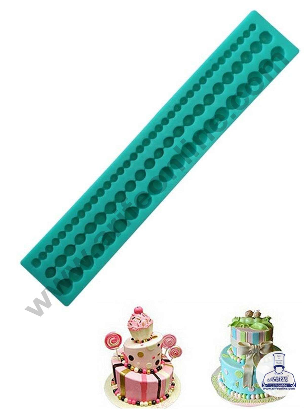 CAKE DECOR™ Silicon 3 Cavity 3D Bead Pearl Silicone Fondant Mold Cake Edge Decoration Marzipan Mould