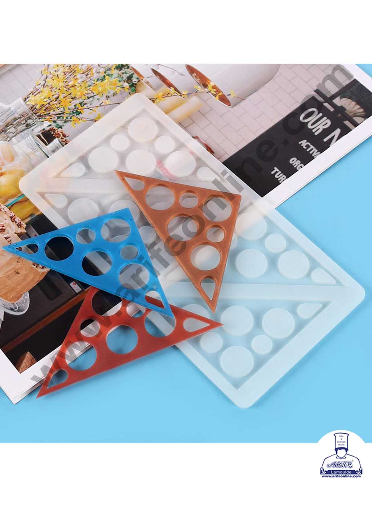 CAKE DECOR™ Silicon 4 in 1 Triangle with Dots Shape Chocolate Garnishing Mould Cake Insert Decoration Mould