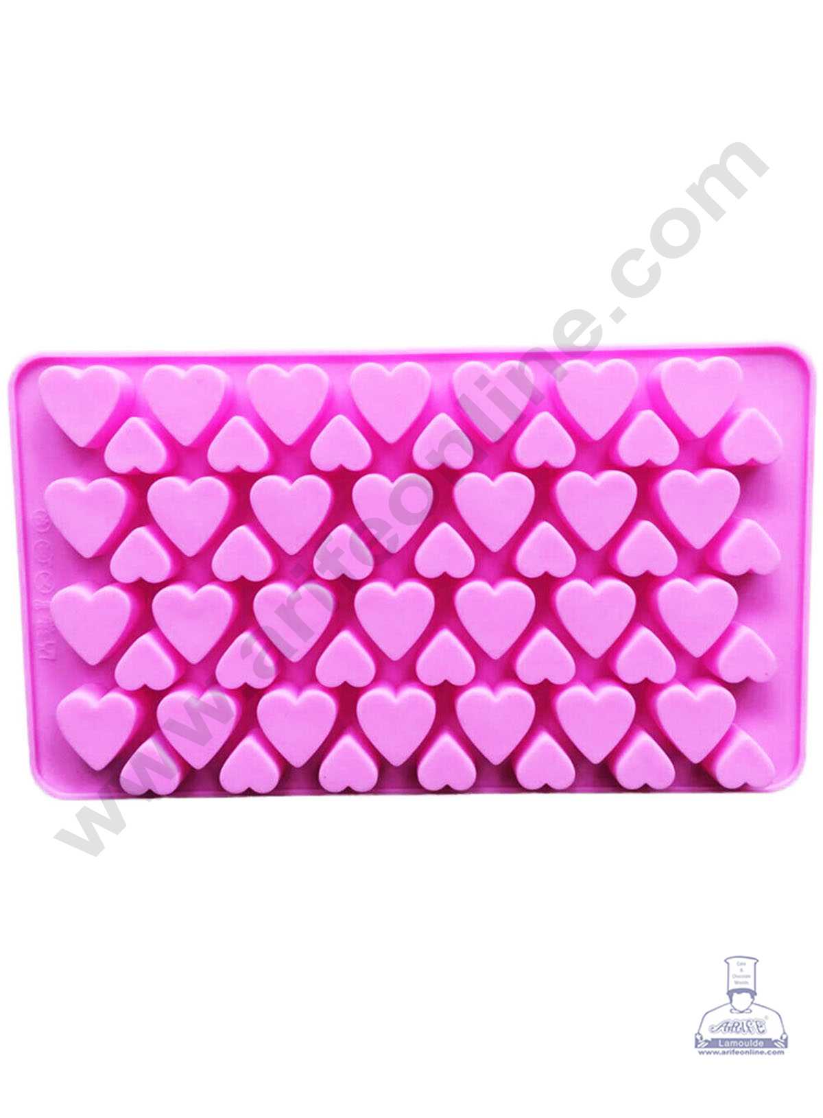 CAKE DECOR™ Silicon 56 Cavity Mini Heart Brown Chocolate Mould, Ice Mould, Chocolate Decorating Mould SBCM-731