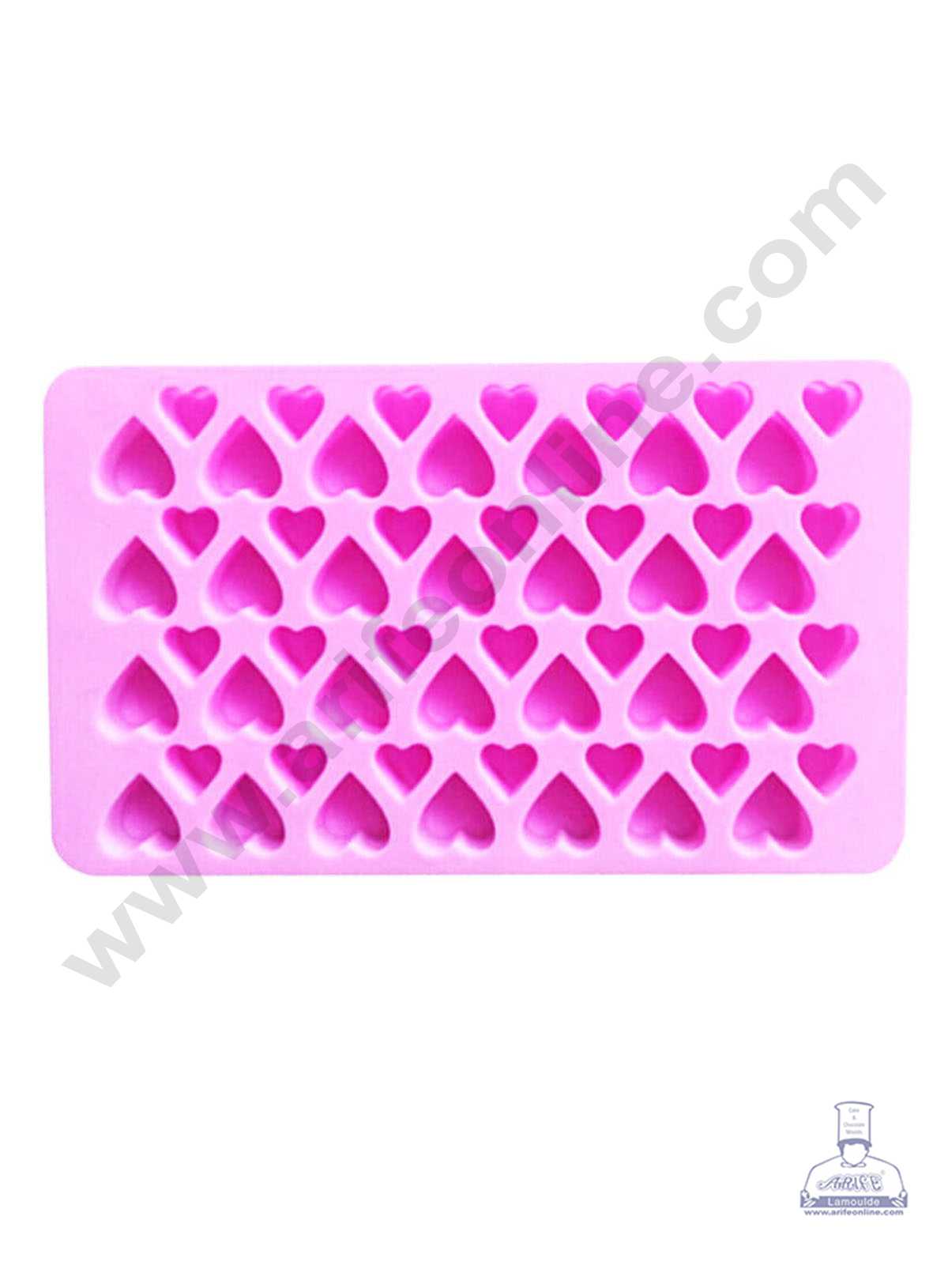CAKE DECOR™ Silicon 56 Cavity Mini Heart Brown Chocolate Mould, Ice Mould, Chocolate Decorating Mould SBCM-731