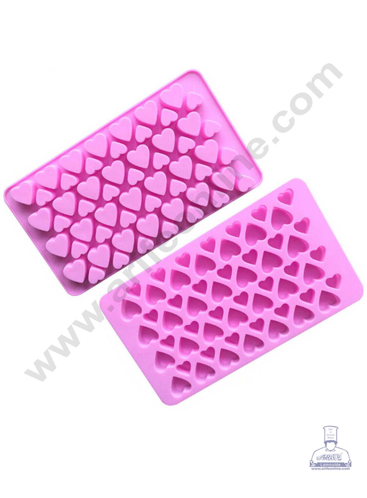 CAKE DECOR™ Silicon 56 Cavity Mini Heart Brown Chocolate Mould, Ice Mould, Chocolate Decorating Mould SBCM-731
