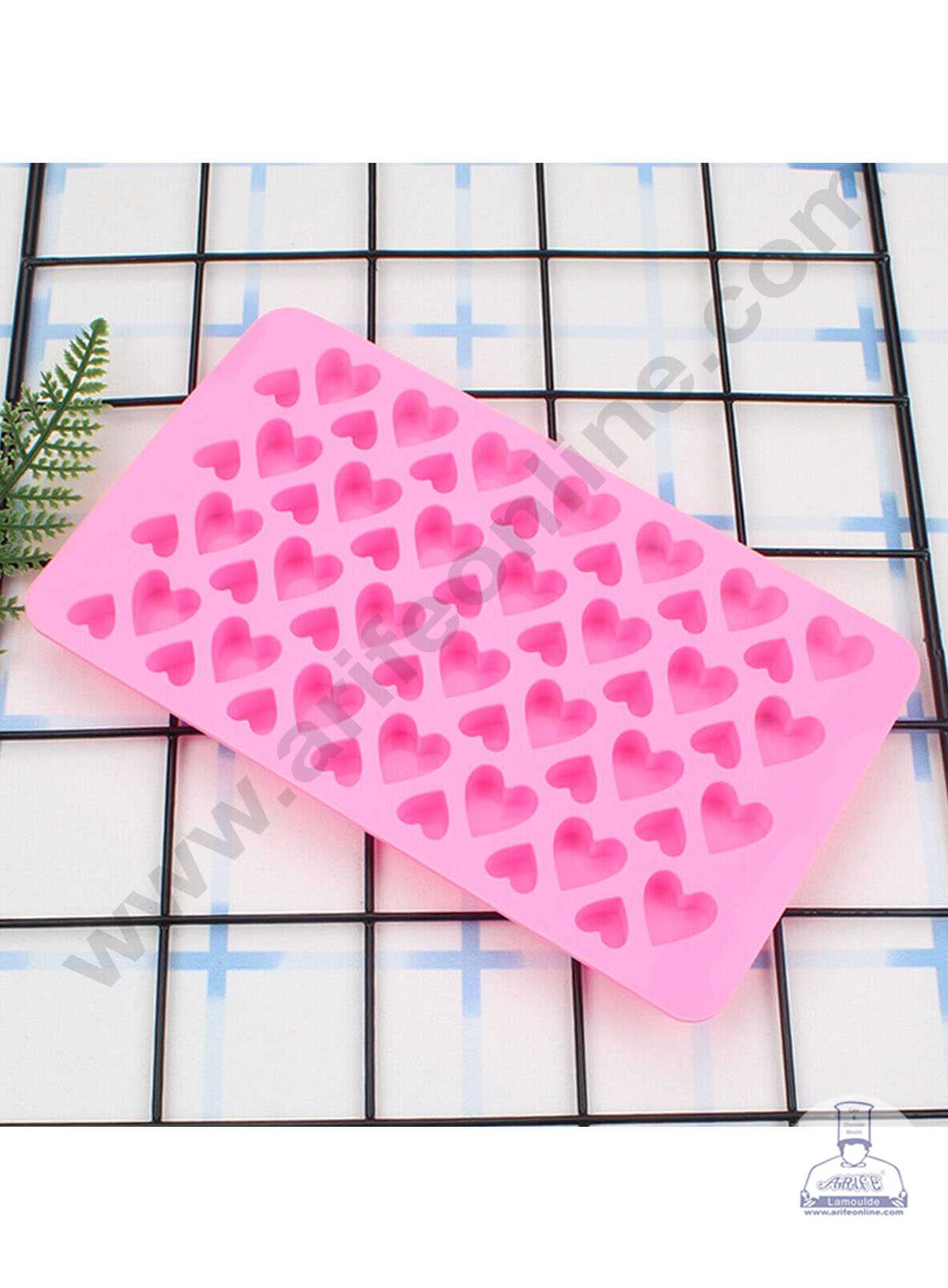 CAKE DECOR™ Silicon 56 Cavity Mini Heart Brown Chocolate Mould, Ice Mould, Chocolate Decorating Mould SBCM-731