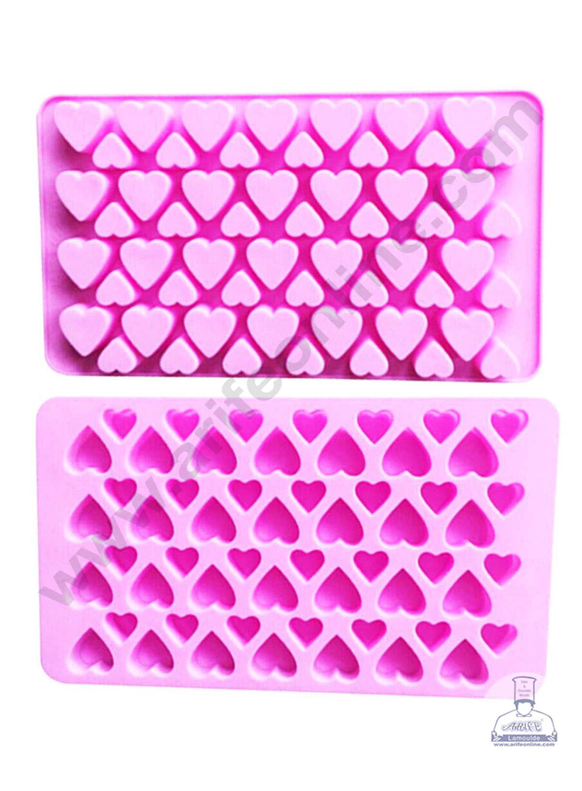 CAKE DECOR™ Silicon 56 Cavity Mini Heart Brown Chocolate Mould, Ice Mould, Chocolate Decorating Mould SBCM-731