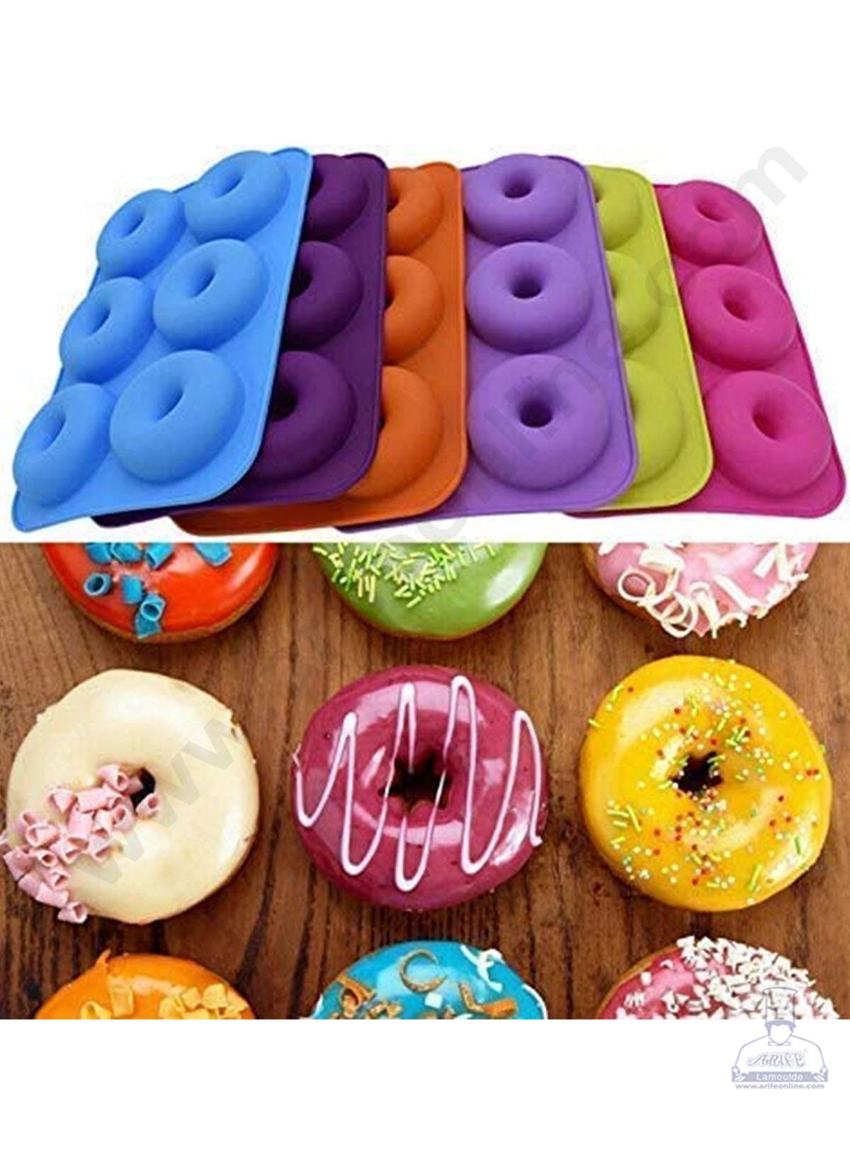 CAKE DECOR™ Silicon 6 Cavity Donut Shape Cake Mould Mousse Cake Mould Cavity Size 7.5x7.5x2.5 CM