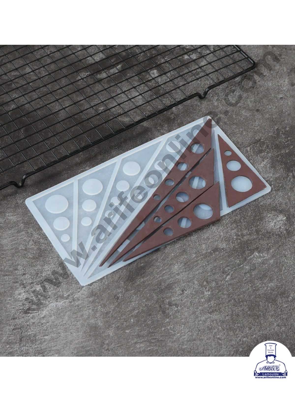 CAKE DECOR™ Silicon 8 in 1 Triangle With Dots Shape Chocolate Garnishing Mould Cake Insert Decoration Mould SBGS-265