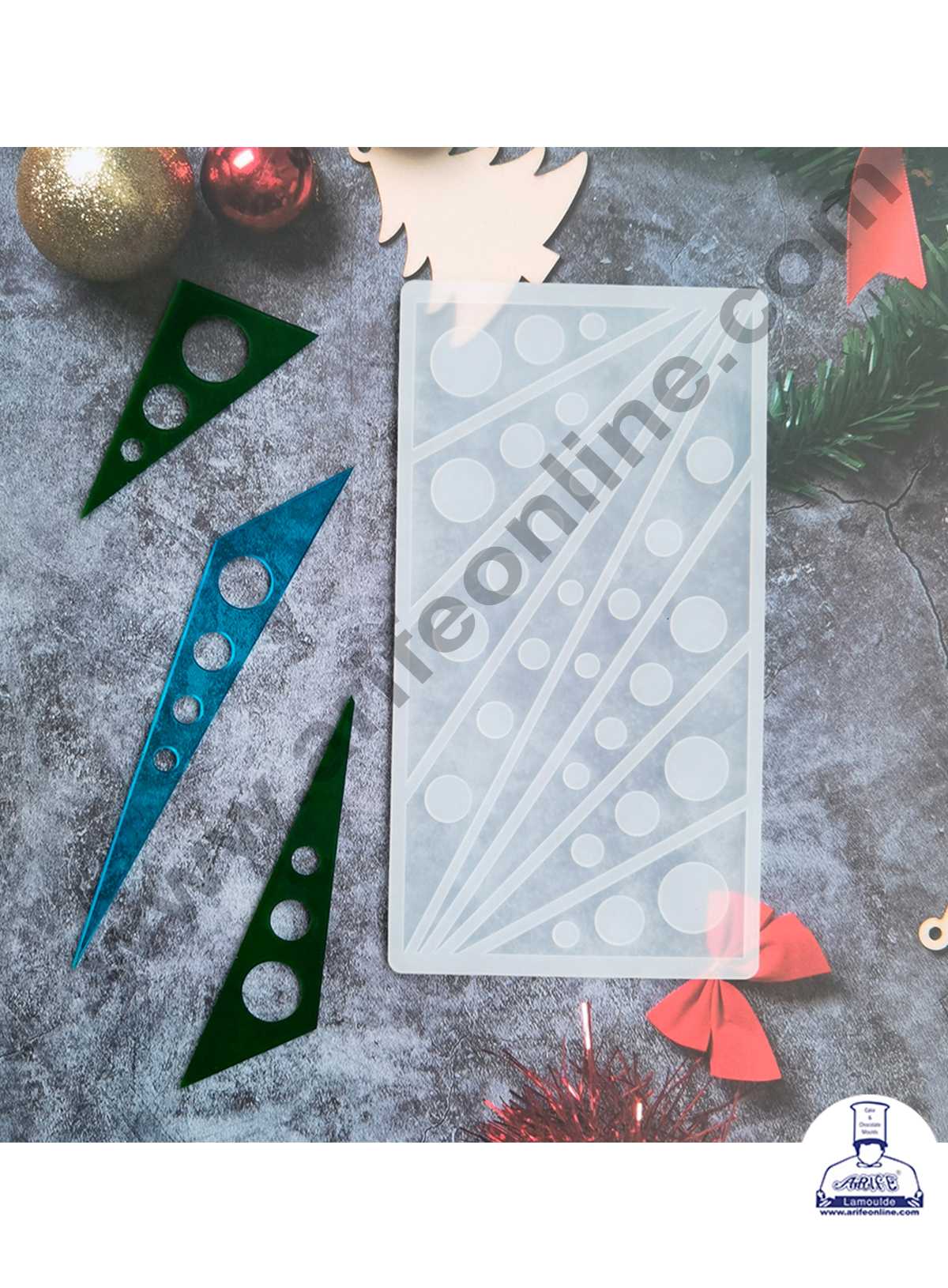 CAKE DECOR™ Silicon 8 in 1 Triangle With Dots Shape Chocolate Garnishing Mould Cake Insert Decoration Mould SBGS-265
