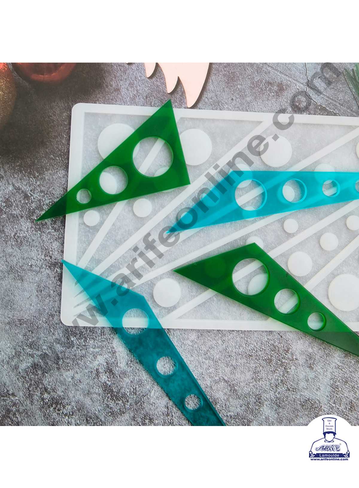 CAKE DECOR™ Silicon 8 in 1 Triangle With Dots Shape Chocolate Garnishing Mould Cake Insert Decoration Mould SBGS-265