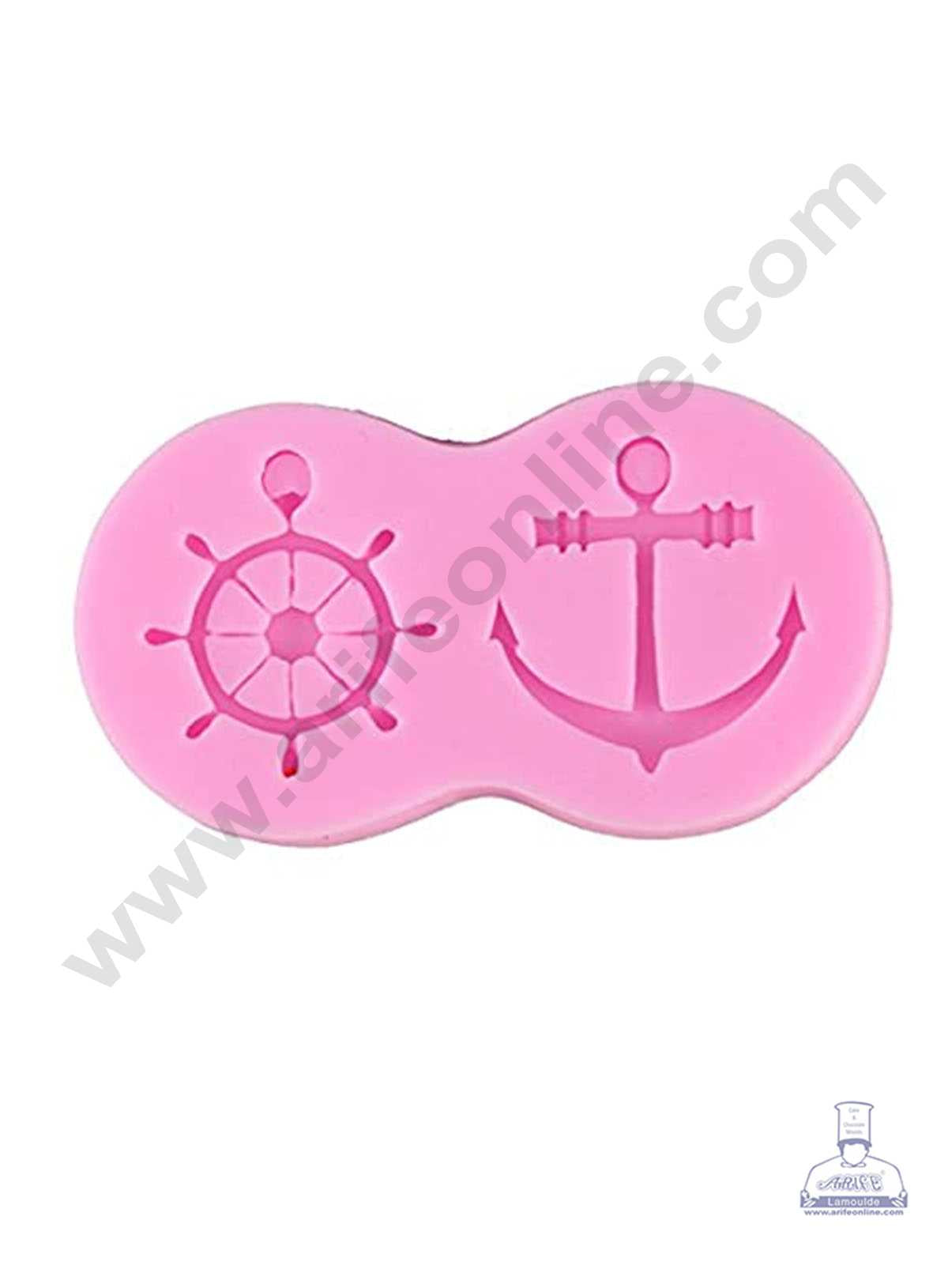 CAKE DECOR™ Silicone 2 Cavity Rudder And Anchor Shape Pink Fondant Marzipan Mould