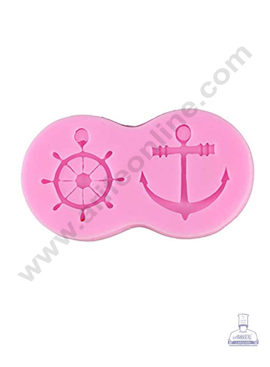 CAKE DECOR™ Silicone 2 Cavity Rudder And Anchor Shape Pink Fondant Marzipan Mould