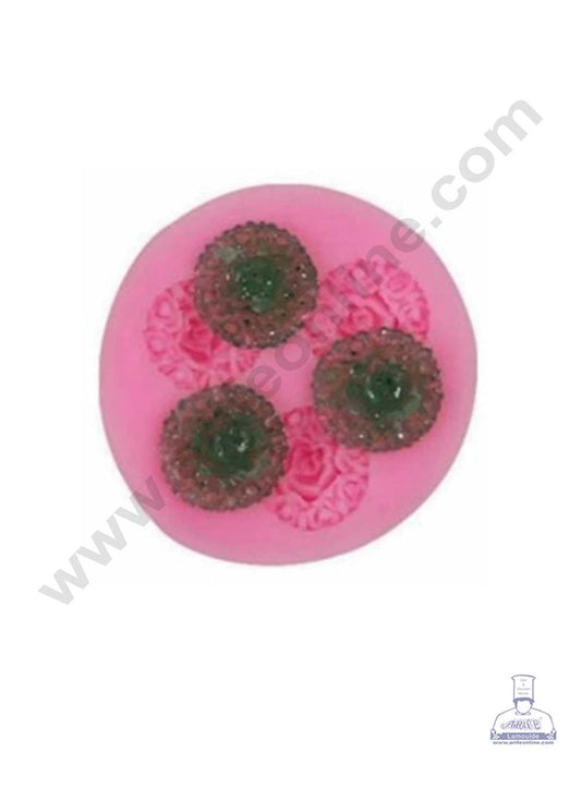 CAKE DECOR™ Silicone 3 Cavity Mini Rose Shape Pink Fondant Marzipan Mould