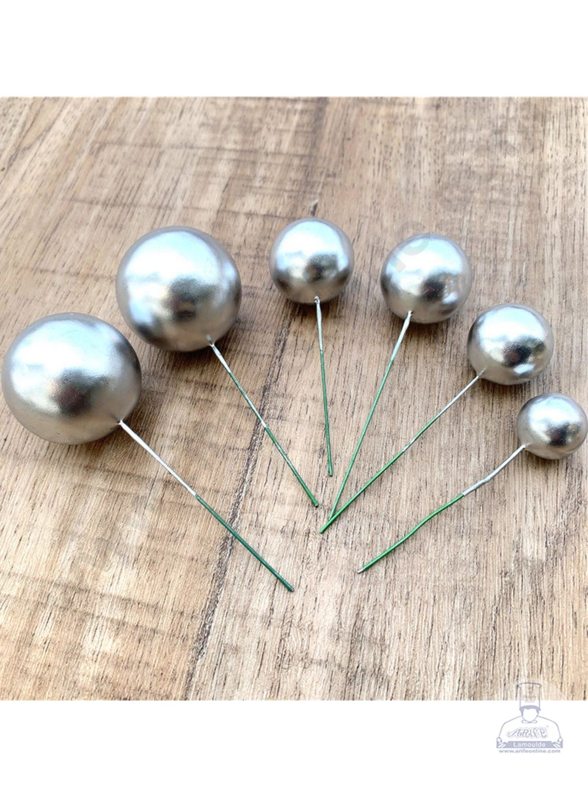 CAKE DECOR™ Silver Faux Balls Topper For Cake and Cupcake Decoration - 20 pcs Pack (SB-SilverBall-20)