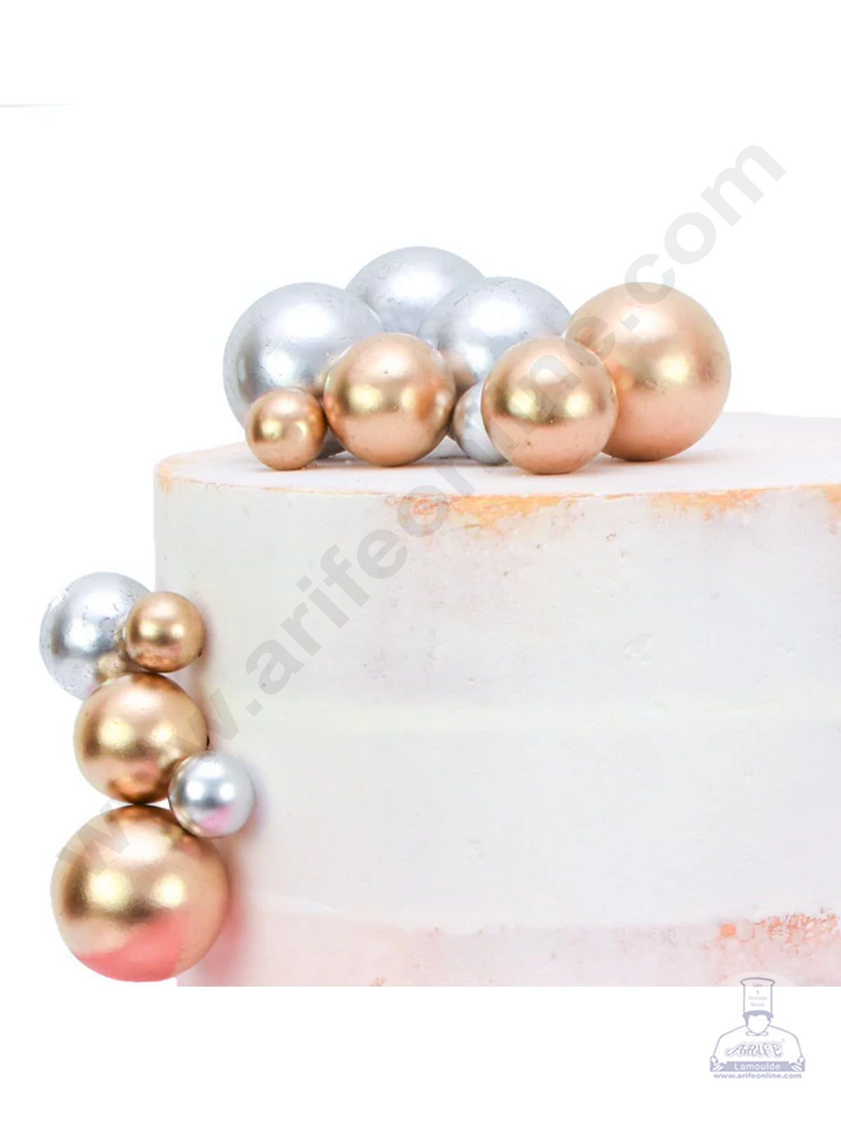 CAKE DECOR™ Silver Faux Balls Topper For Cake and Cupcake Decoration - 20 pcs Pack (SB-SilverBall-20)
