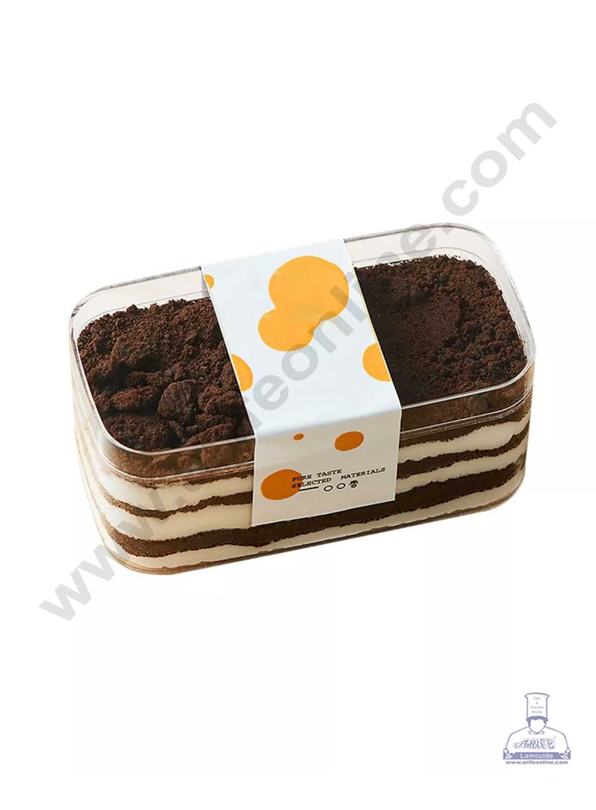 CAKE DECOR™ Transparent Acrylic Dessert Rectangle Tub With Lid (Pack of 12)