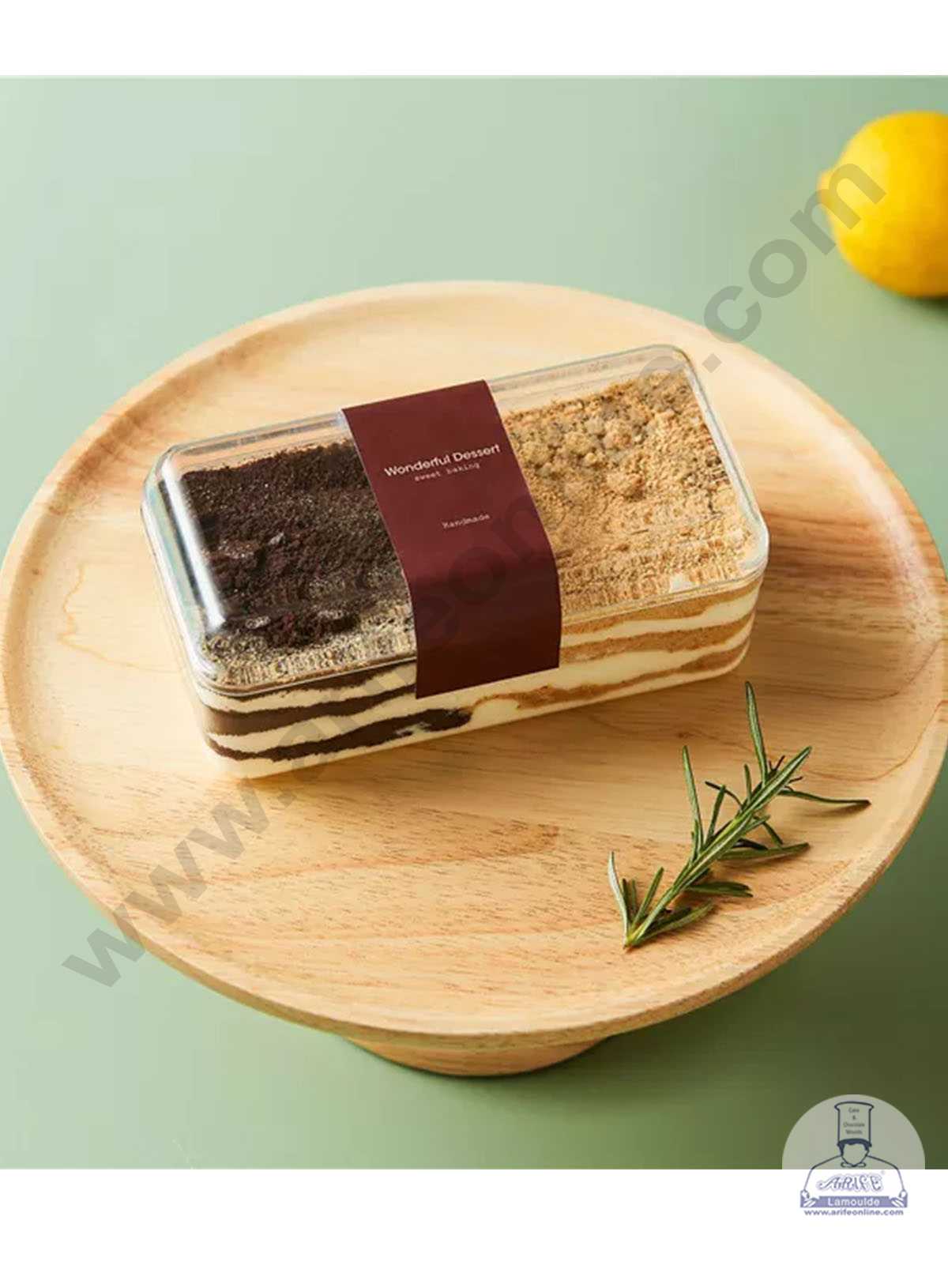 CAKE DECOR™ Transparent Acrylic Dessert Rectangle Tub With Lid (Pack of 12)