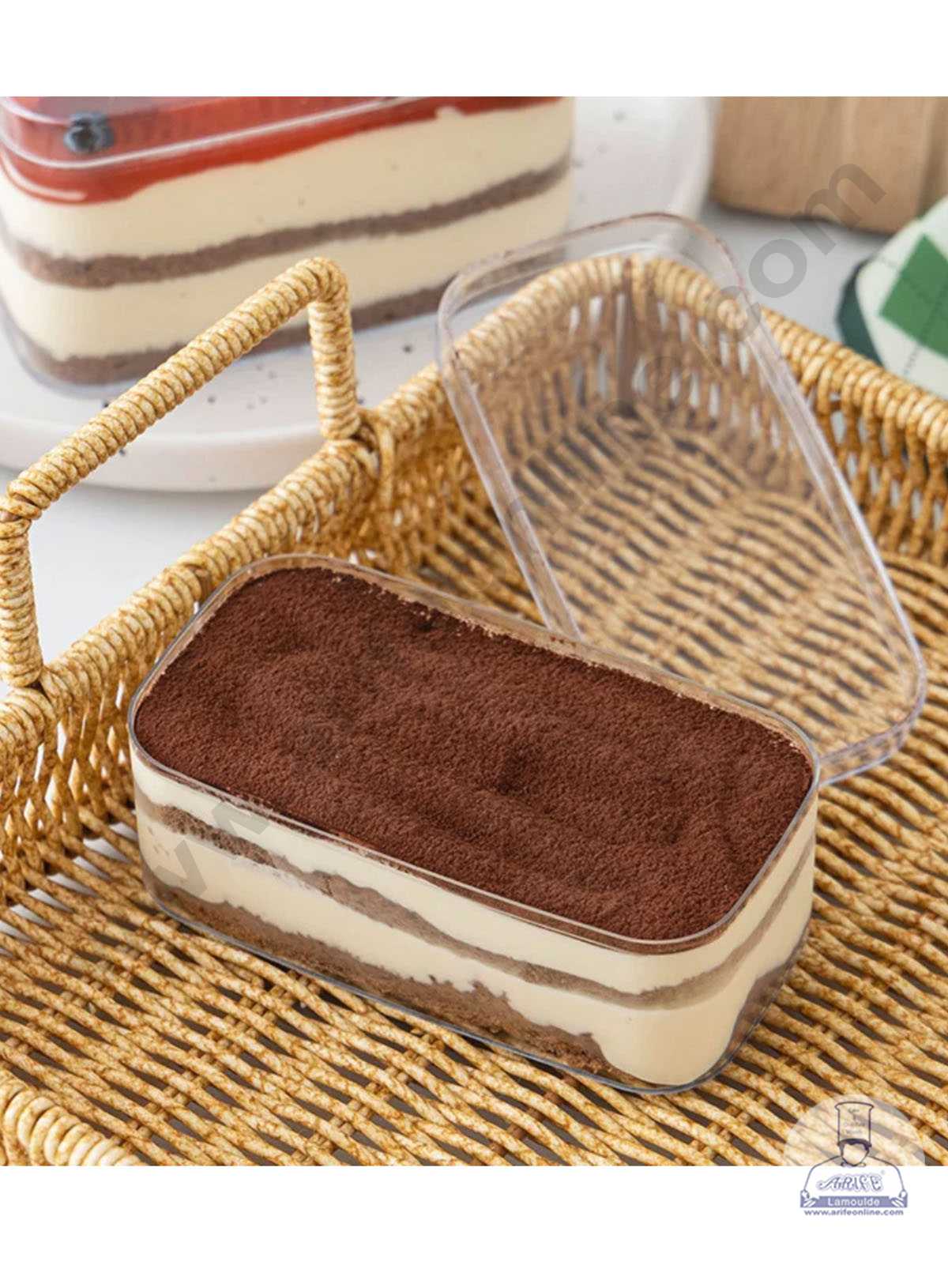 CAKE DECOR™ Transparent Acrylic Dessert Rectangle Tub With Lid (Pack of 12)