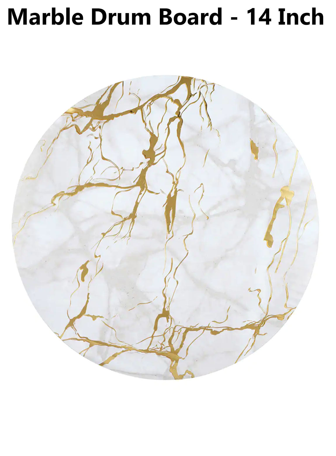 CAKE DECOR™ White Marble Round Drum Cake Board Cake Base - 14 Inch