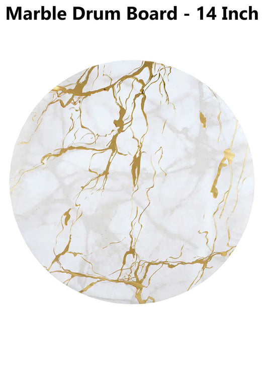 CAKE DECOR™ White Marble Round Drum Cake Board Cake Base - 14 Inch