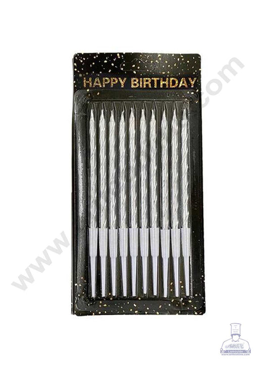 10 pcs Silver Twist Long Thin Candle for Party Decoration for Cake and Cupcake (MOQ 20 SET)