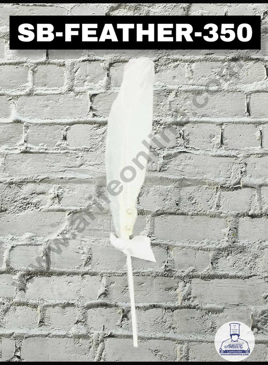 1pcs White Happy Birthday Feather Topper For Cake Decoration ( SB-FEATHER-350-White )  (ID)