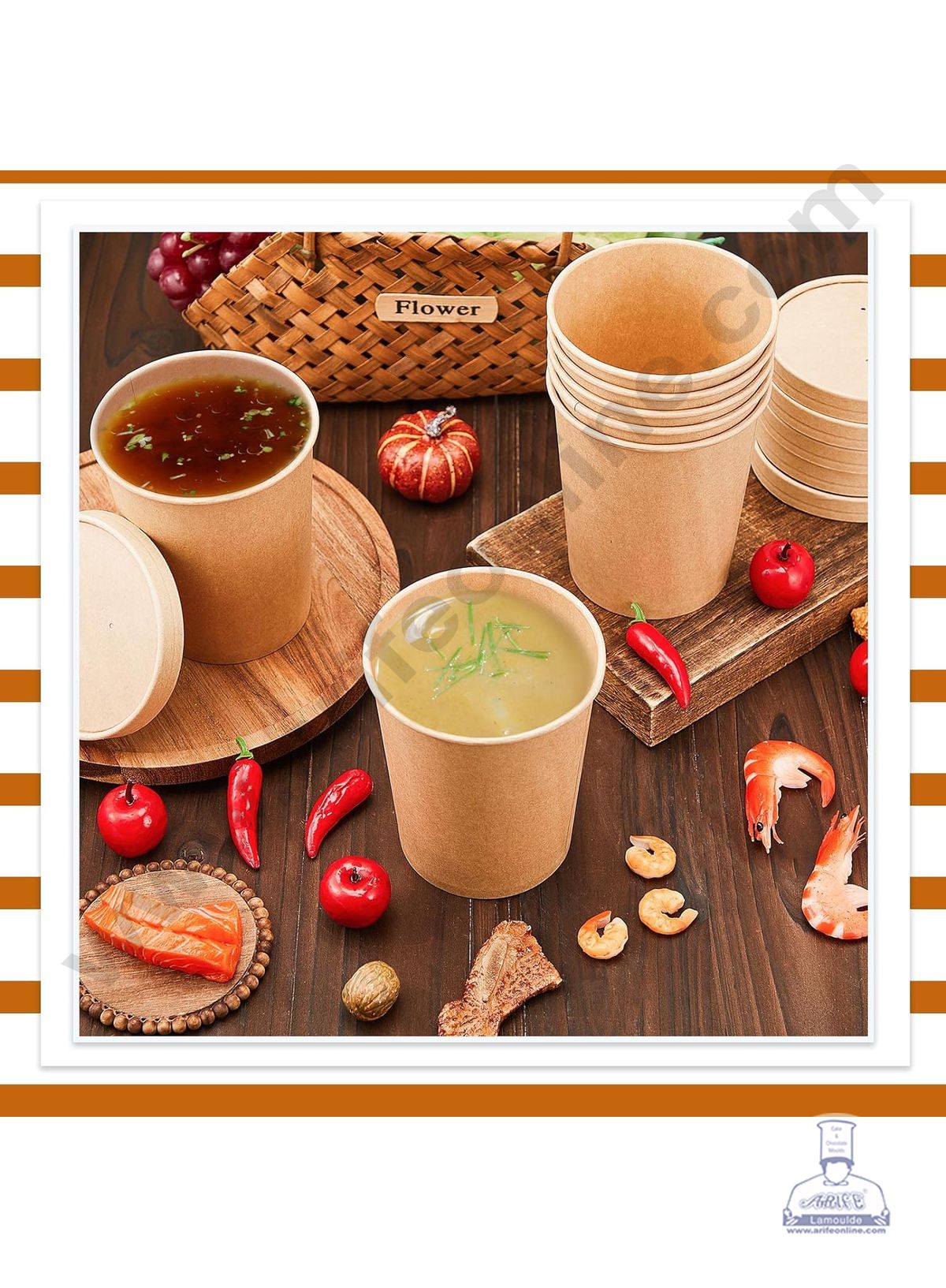 250ml Brown Kraft Paper Tub With Lid (MOQ 100 PCS)