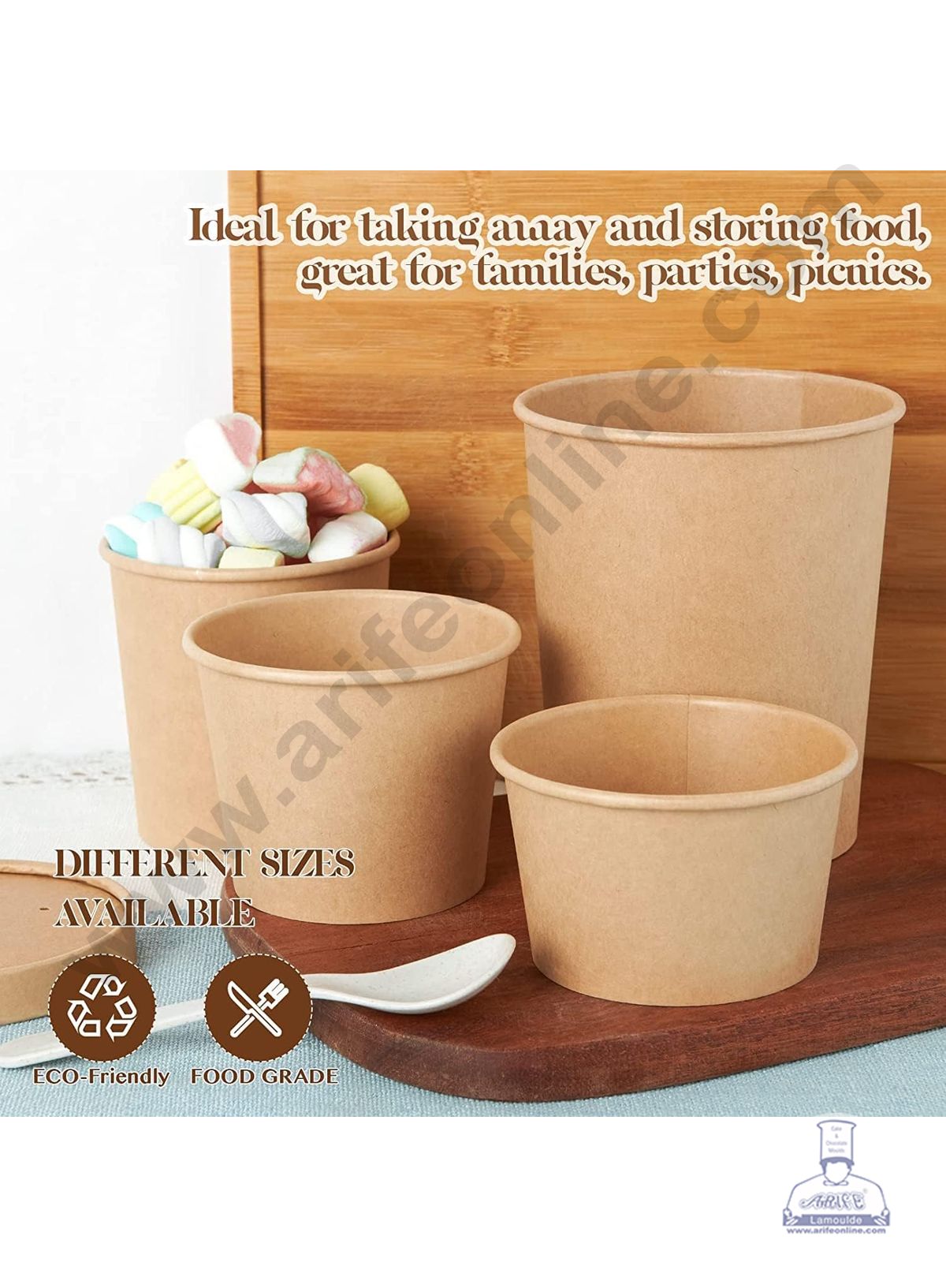 250ml Brown Kraft Paper Tub With Lid (MOQ 100 PCS)