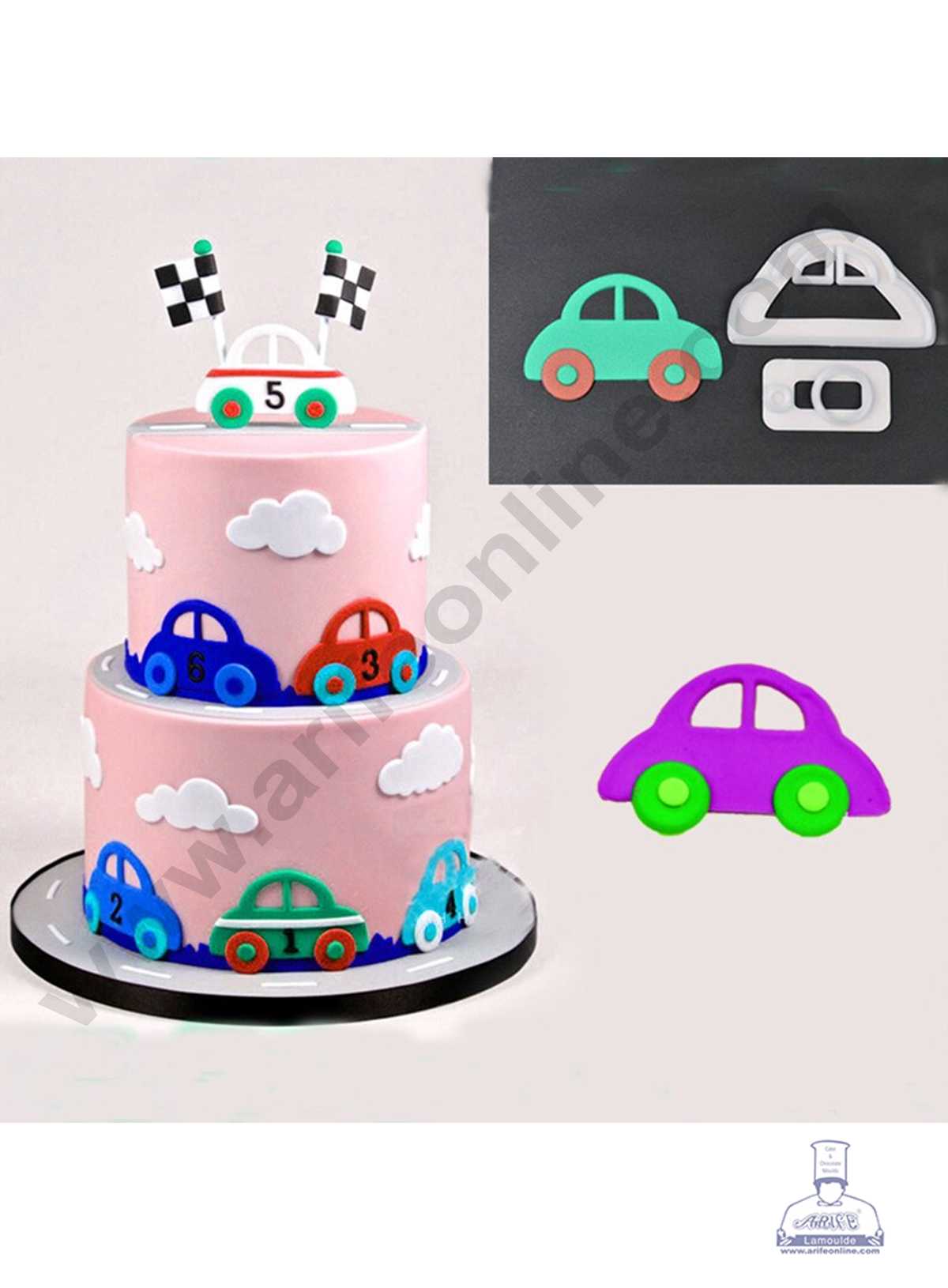 2 Pcs Cute Car Plastic Fondant Cutter Gumpaste Cutter  (MOQ 12 PCS) (ID)