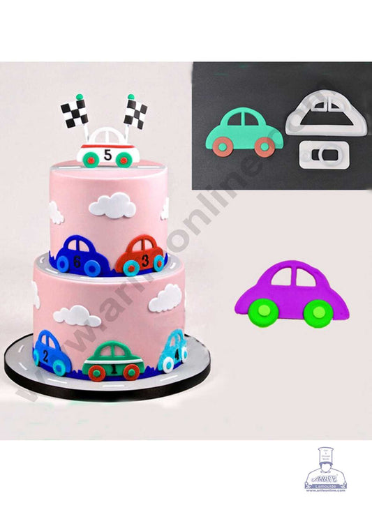 2 Pcs Cute Car Plastic Fondant Cutter Gumpaste Cutter  (MOQ 12 PCS) (ID)